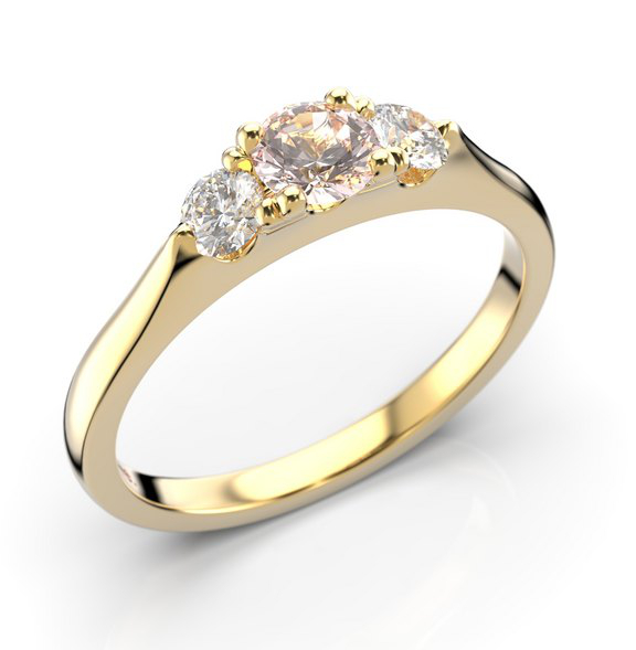 Festive Megan morganite 3-stone diamond ring 572-050M-KK