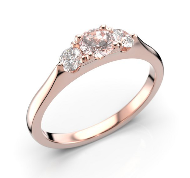 Festive Megan morganite 3-stone diamond ring 572-050M-PK