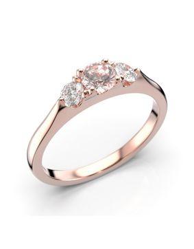 Festive Megan morganite 3-stone diamond ring 572-050M-PK