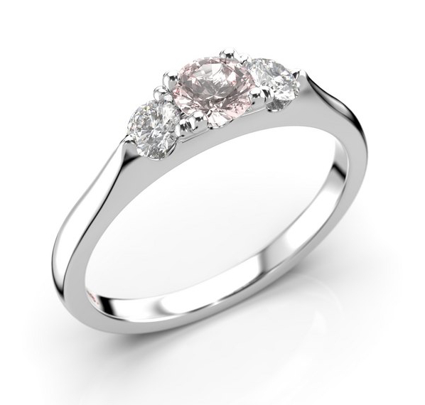 Festive Megan morganite 3-stone diamond ring 572-050M-VK