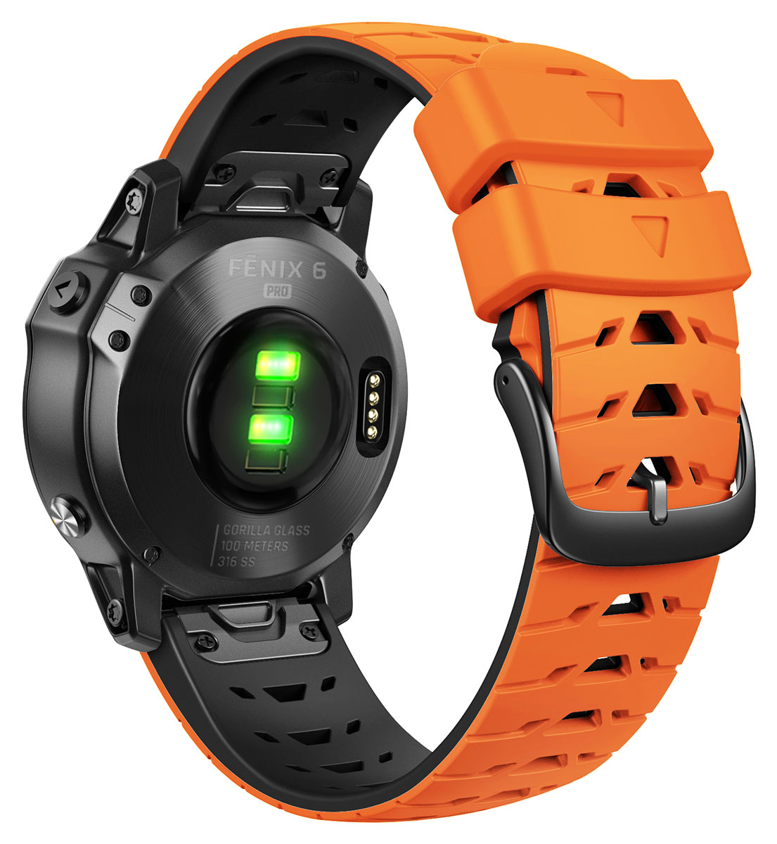 Tiera Garmin Fenix Sport silicone band orange-black quick release