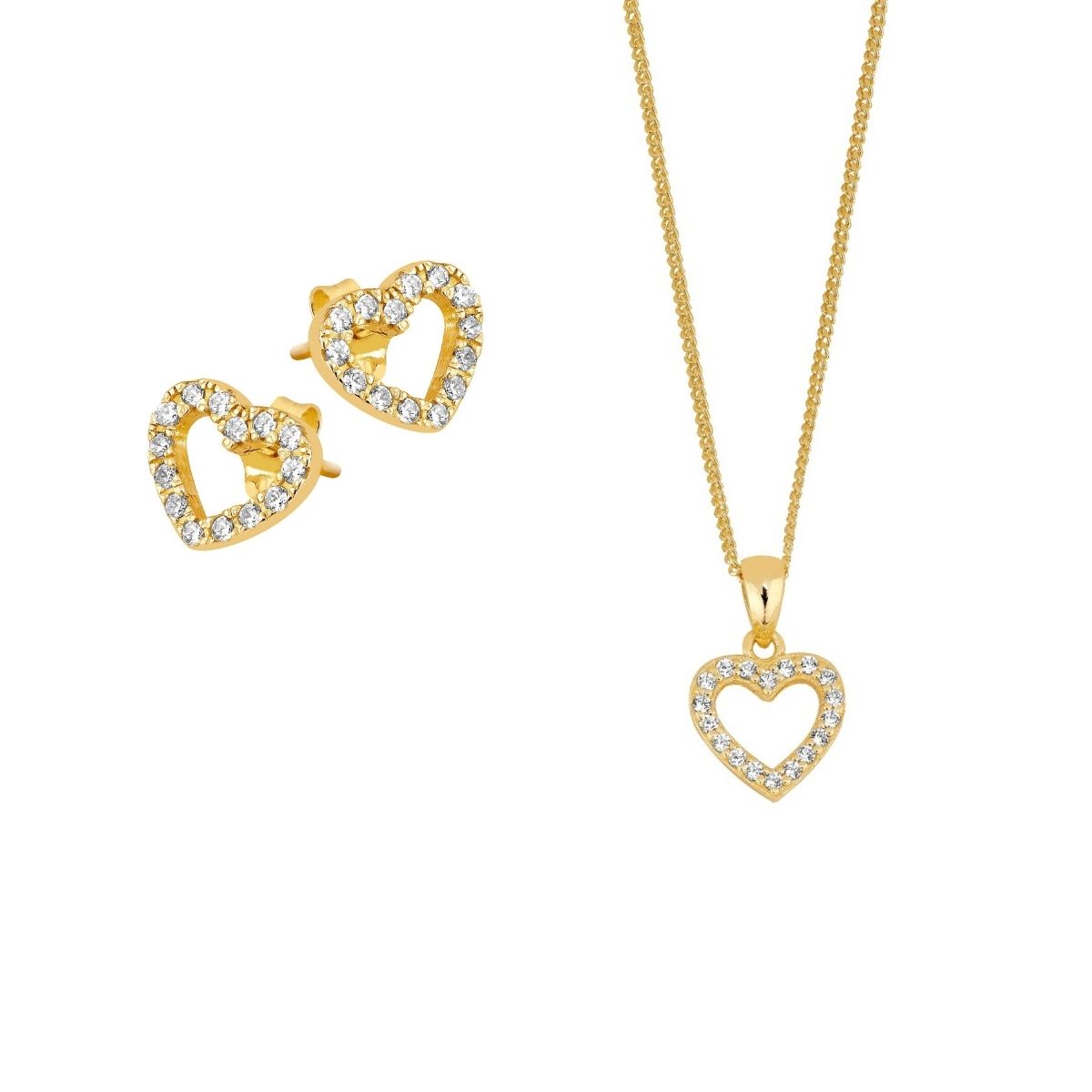 Lykka Hearts goldplated silver jewelry set