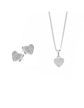 Lykka Hearts silver jewellery set