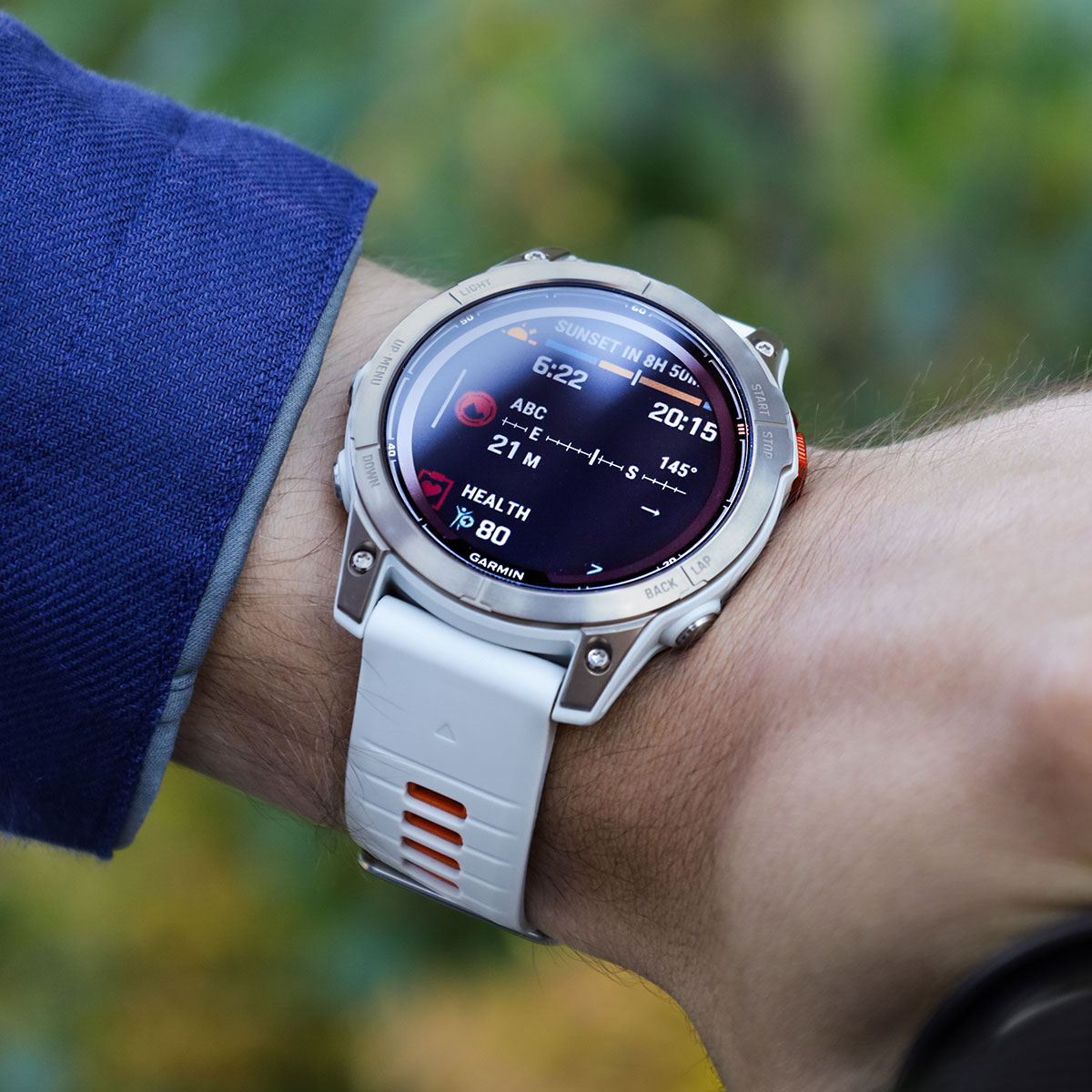 Garmin Fenix 7 Pro Sapphire Solar Edition Titanium Fog Gray Ember Orange Silicone Band 010 02777 21 watchesonline