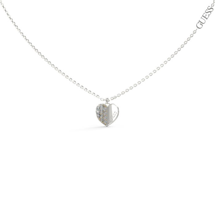 GUESS Lovely silver colored pave heart necklace JUBN03035JWRHT/U