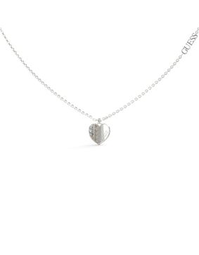 GUESS Lovely silver colored pave heart necklace JUBN03035JWRHT/U