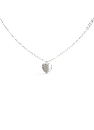 GUESS Lovely silver colored pave heart necklace JUBN03035JWRHT/U
