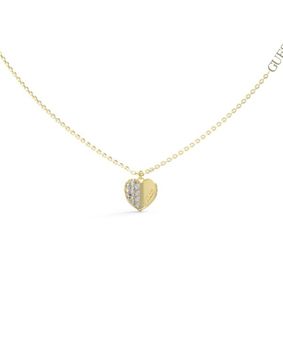 GUESS Lovely gold colored pave heart necklace JUBN03035JWYGT/U