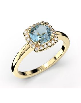 Festive Elsa aquamarine halo diamond ring 587-090A-KK