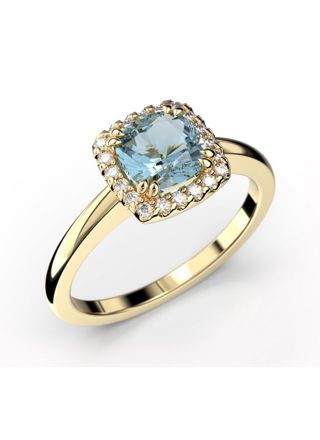 Festive Elsa aquamarine halo diamond ring 587-090A-KK