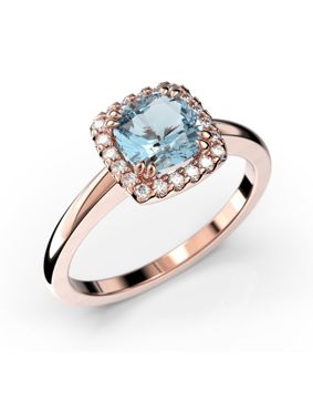 Festive Elsa aquamarine halo diamond ring 587-090A-PK