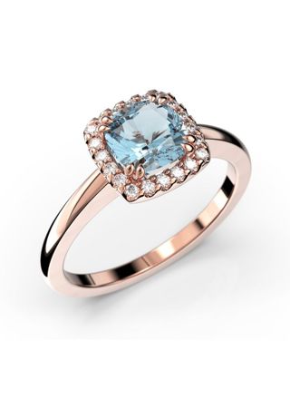 Festive Elsa aquamarine halo diamond ring 587-090A-PK