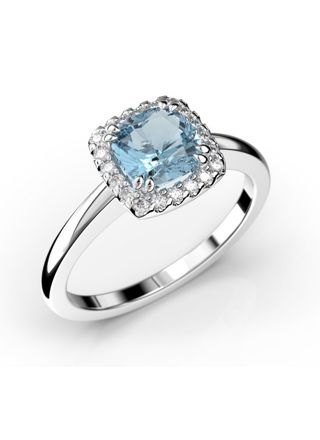 Festive Elsa aquamarine halo diamond ring 587-090A-VK