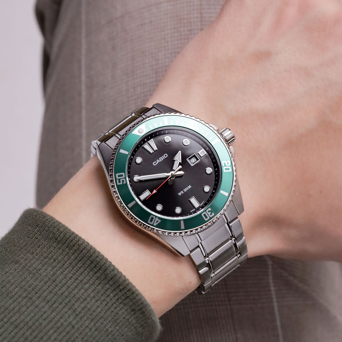 Casio Duro green steel MDV 107D 3AVEF watchesonline