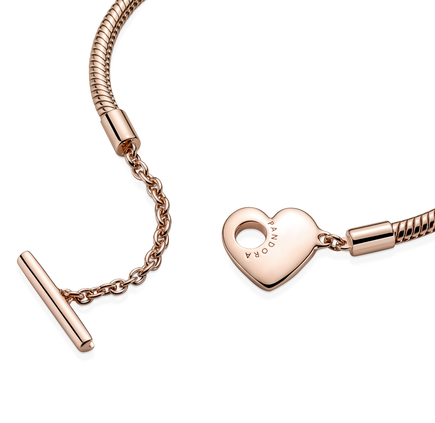 Pandora Moments Heart T-Bar Snake Chain Bracelet 589285C00