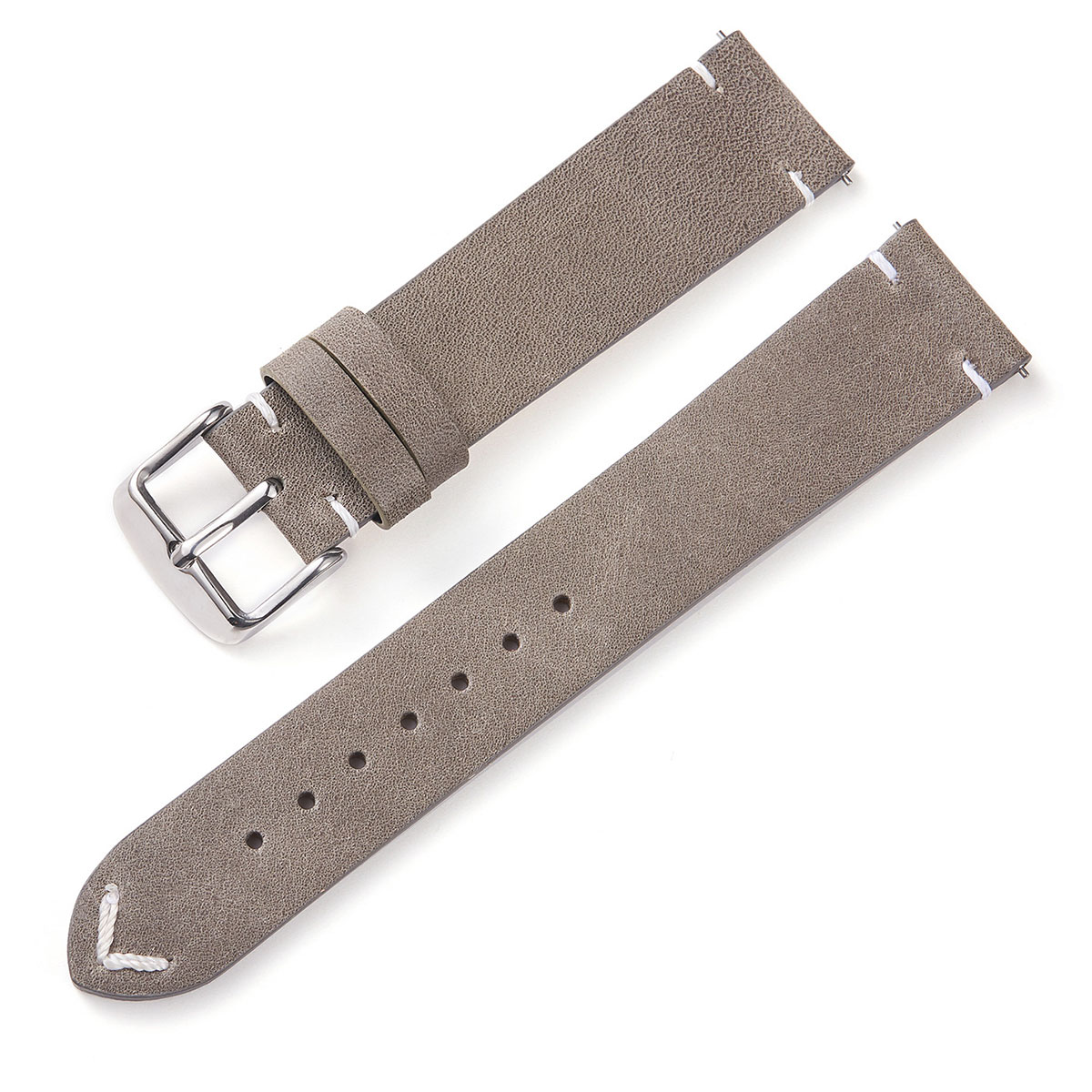 Tiera leather strap with v-stitching gray