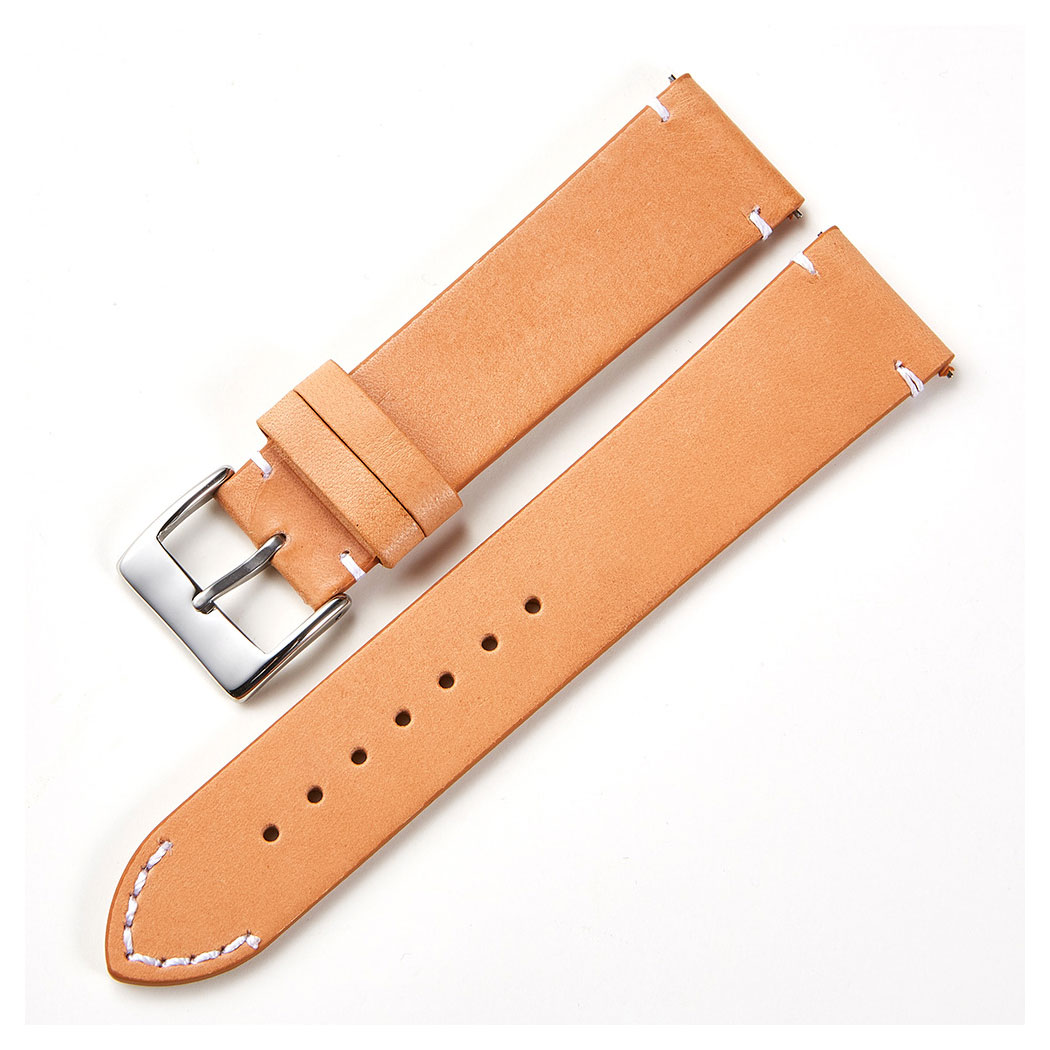 Tiera khaki leather strap with quick release 18 mm