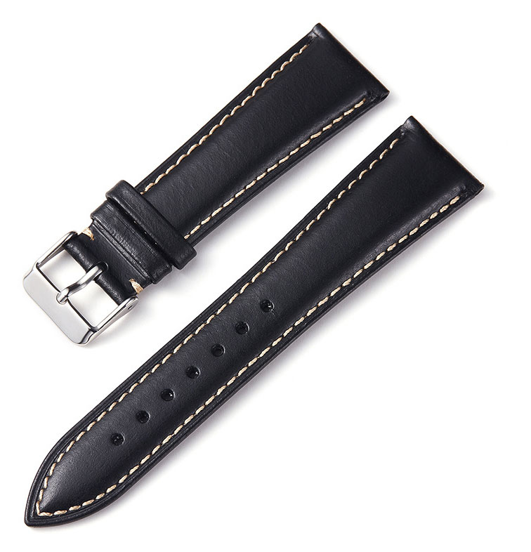Tiera Oil Wax leather strap black 22 mm