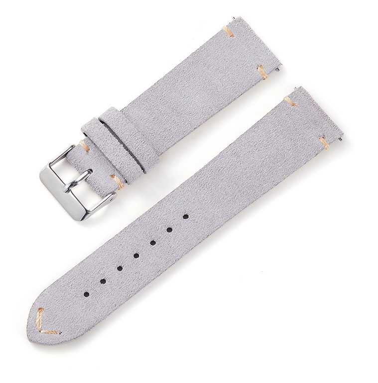 Tiera suede leather strap light gray 20 mm