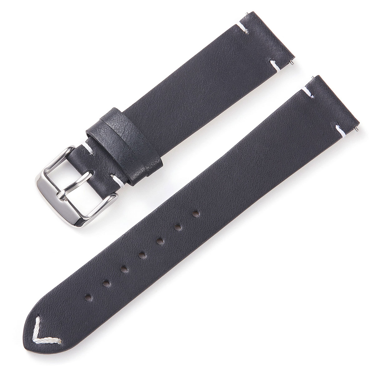 Tiera leather strap with v-stitching black 22 mm
