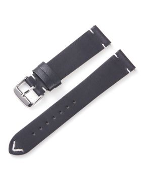 Tiera leather strap with v-stitching black