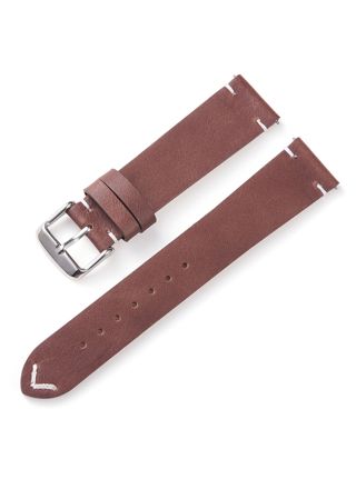 Tiera leather strap with v-stitching dark brown