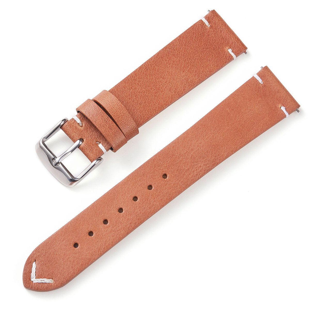 Tiera leather strap with v-stitching light brown 18 mm
