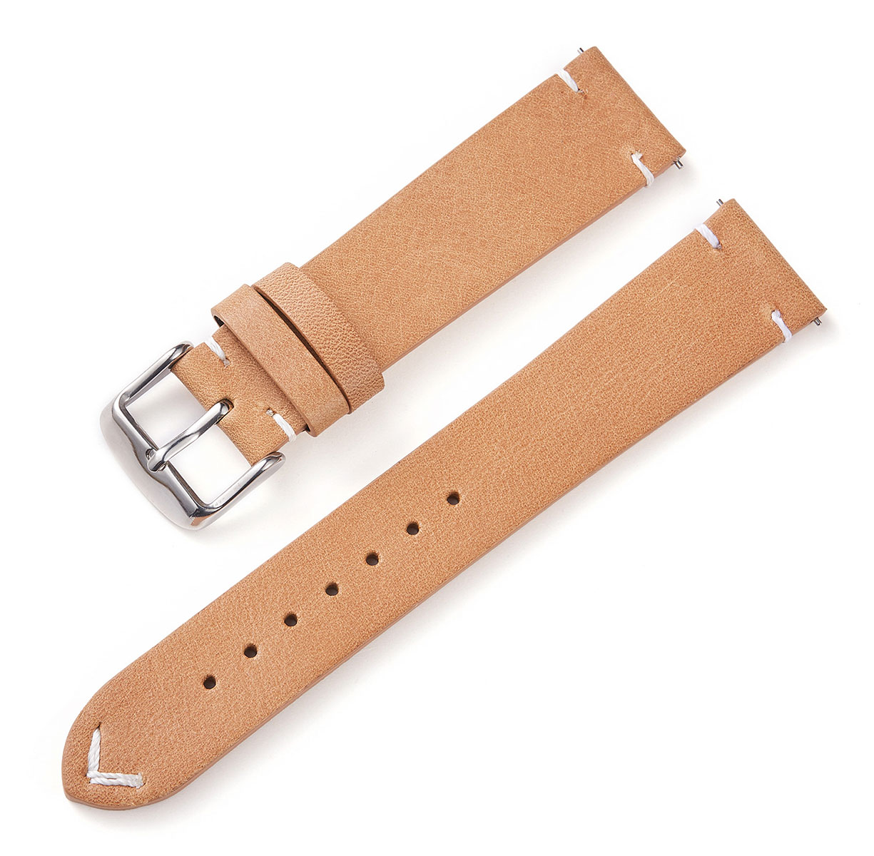 Tiera leather strap with v-stitching khaki