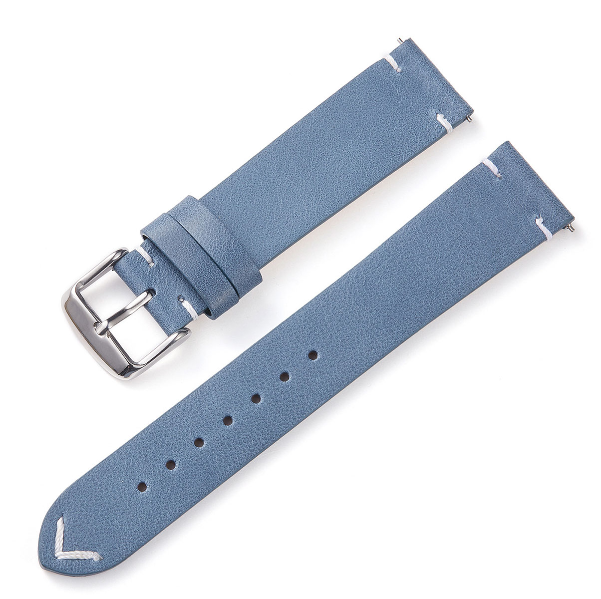 Tiera leather strap with v-stitching light blue