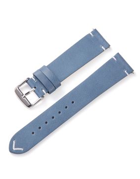 Tiera leather strap with v-stitching light blue