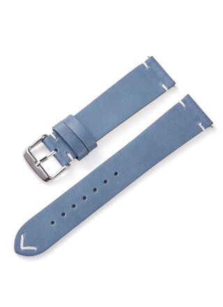 Tiera leather strap with v-stitching light blue