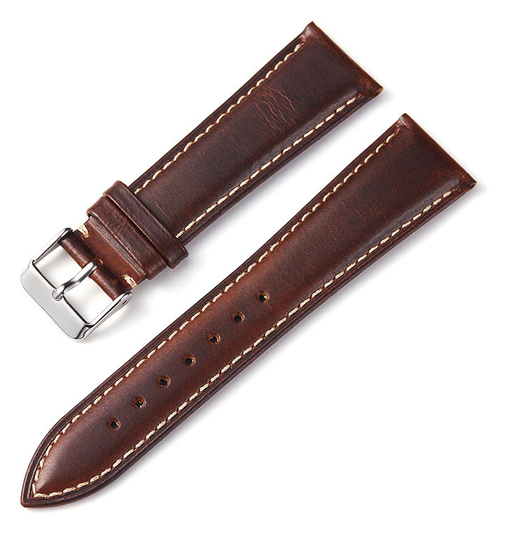 Tiera Oil Wax leather strap light brown 22 mm