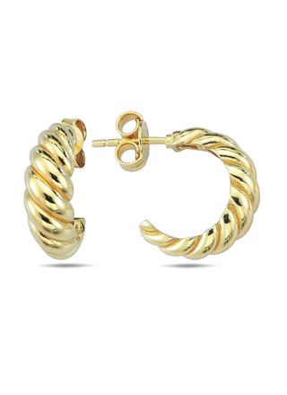 Twisted gold plated creole silverhoops