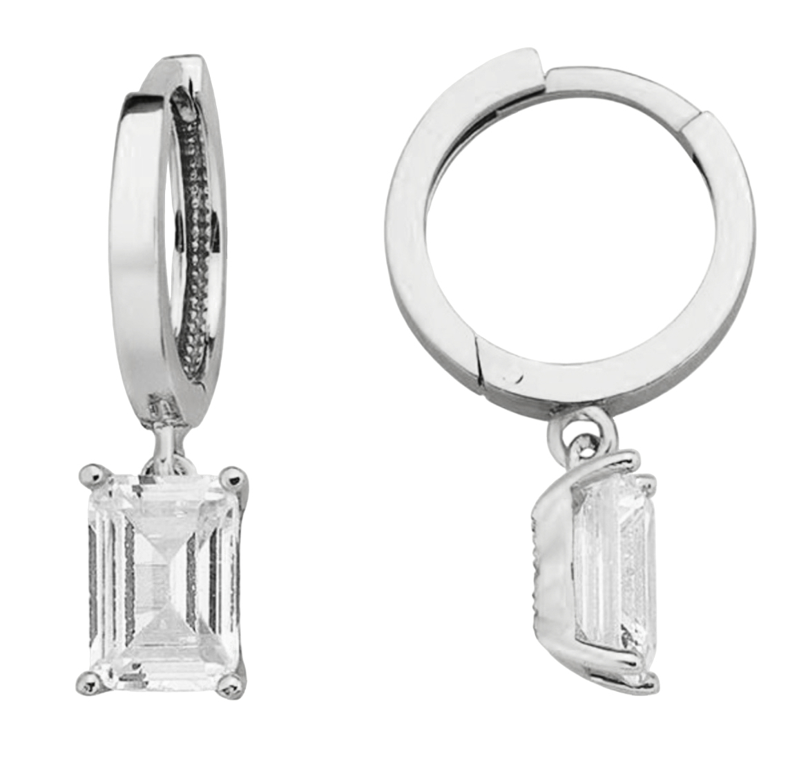 Baquette silver hoops 