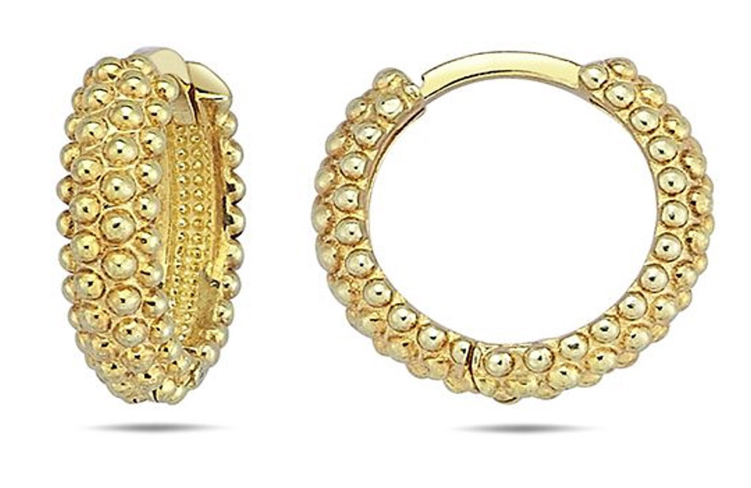 Gold plated bubble silver hoops 