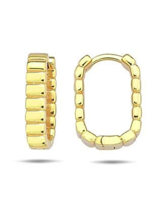 Gold plated Oblong silver hoops