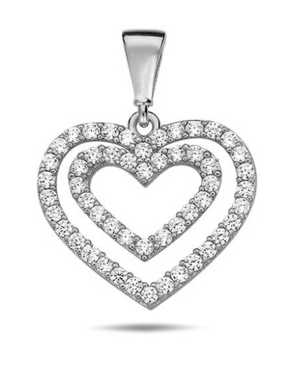 Lykka Hearts heart pendant pave in silver