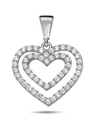 Lykka Hearts heart pendant pave in silver