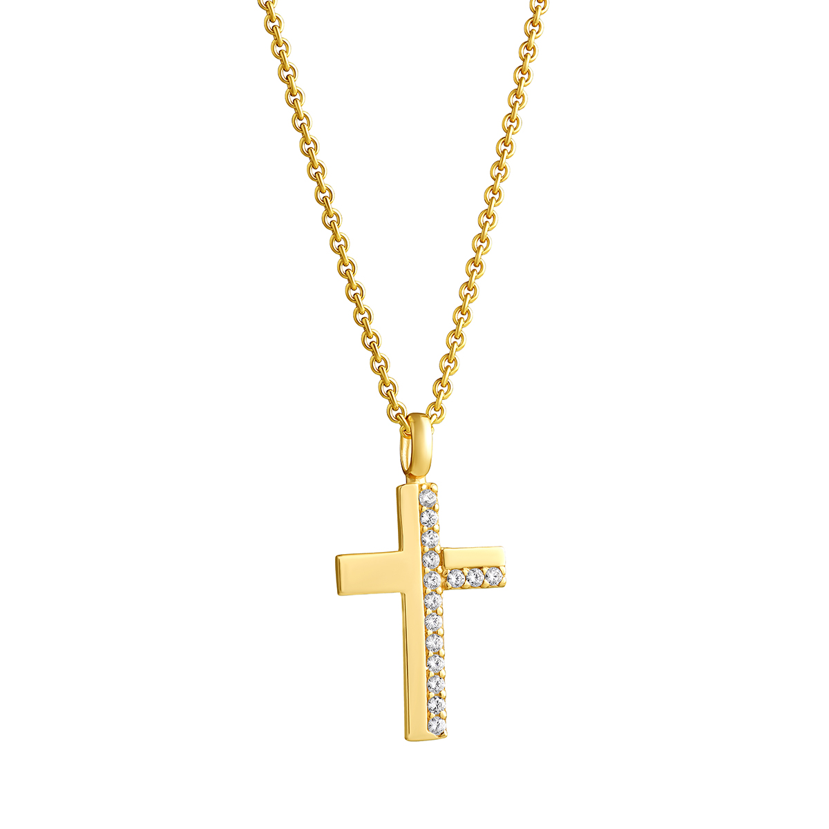Lempikoru Moment of Joy gold-plated silver cross necklace big 59 010 01 500