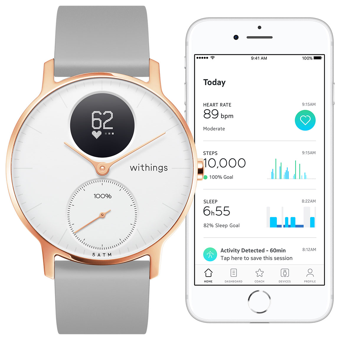 Withings Steel HR White Rose Gold 40 mm watchesonline