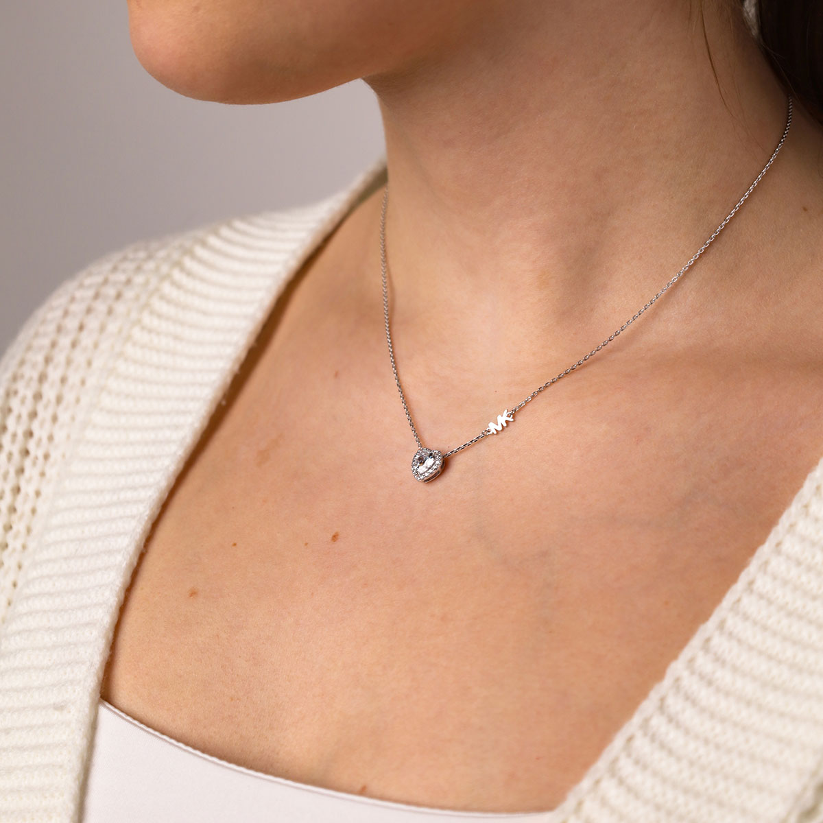 Michael Kors heart silver necklace MKC1520AN040