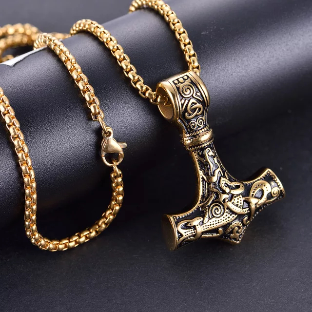 Varia Design Thor's Hammer Necklace Gold-Gold