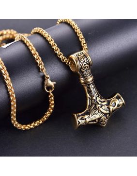 Varia Design Thor's Hammer Necklace Gold-Gold