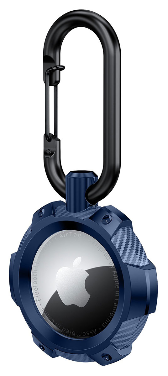 Tiera metal shockproof Apple AirTag cover + carabiner clip blue