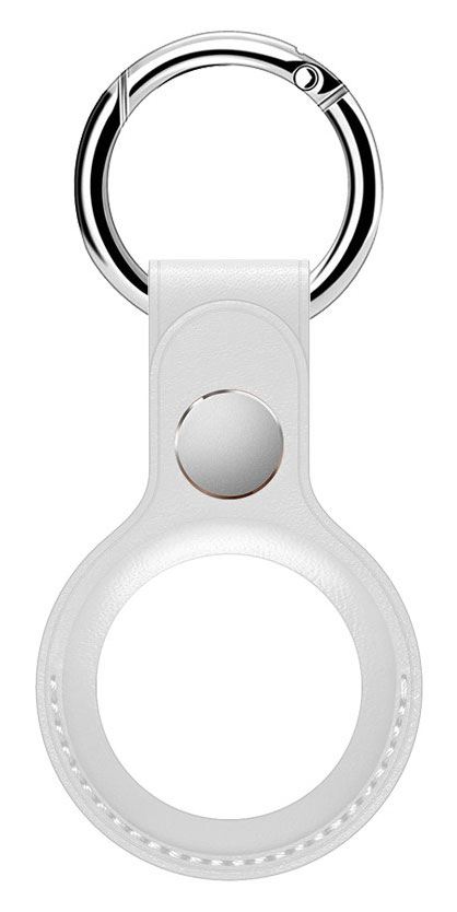 Tiera faux leather Apple AirTag holder white