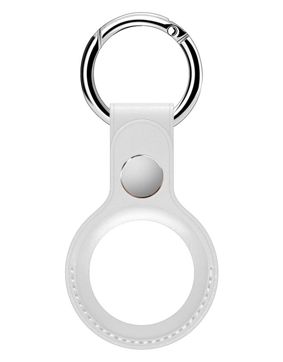 Tiera faux leather Apple AirTag holder white