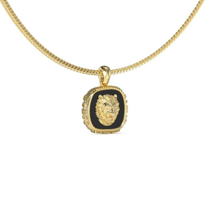 GUESS Lion King gold-colored-black lion necklace JUMN04002JWYGBKT/U