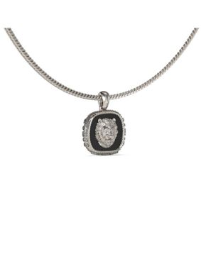 GUESS Lion King silver and black colored lion necklace JUMN04002JWSTBKT/U