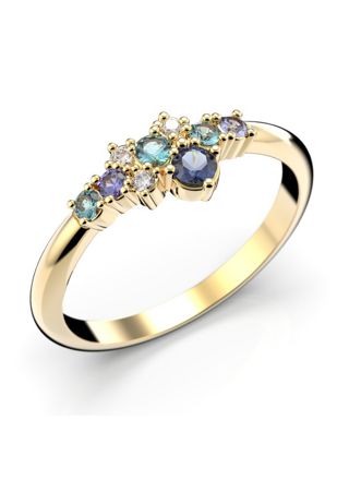 Festive Nelly Blue diamond and precious stones ring 609-019B-KK