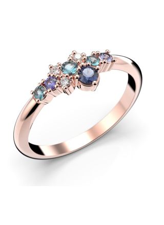 Festive Nelly Blue diamond and precious stones ring 609-019B-PK